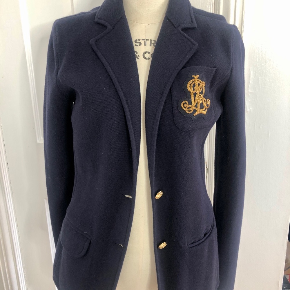 Ralph Lauren Knit Blazer with Signature Embroidered Monogram